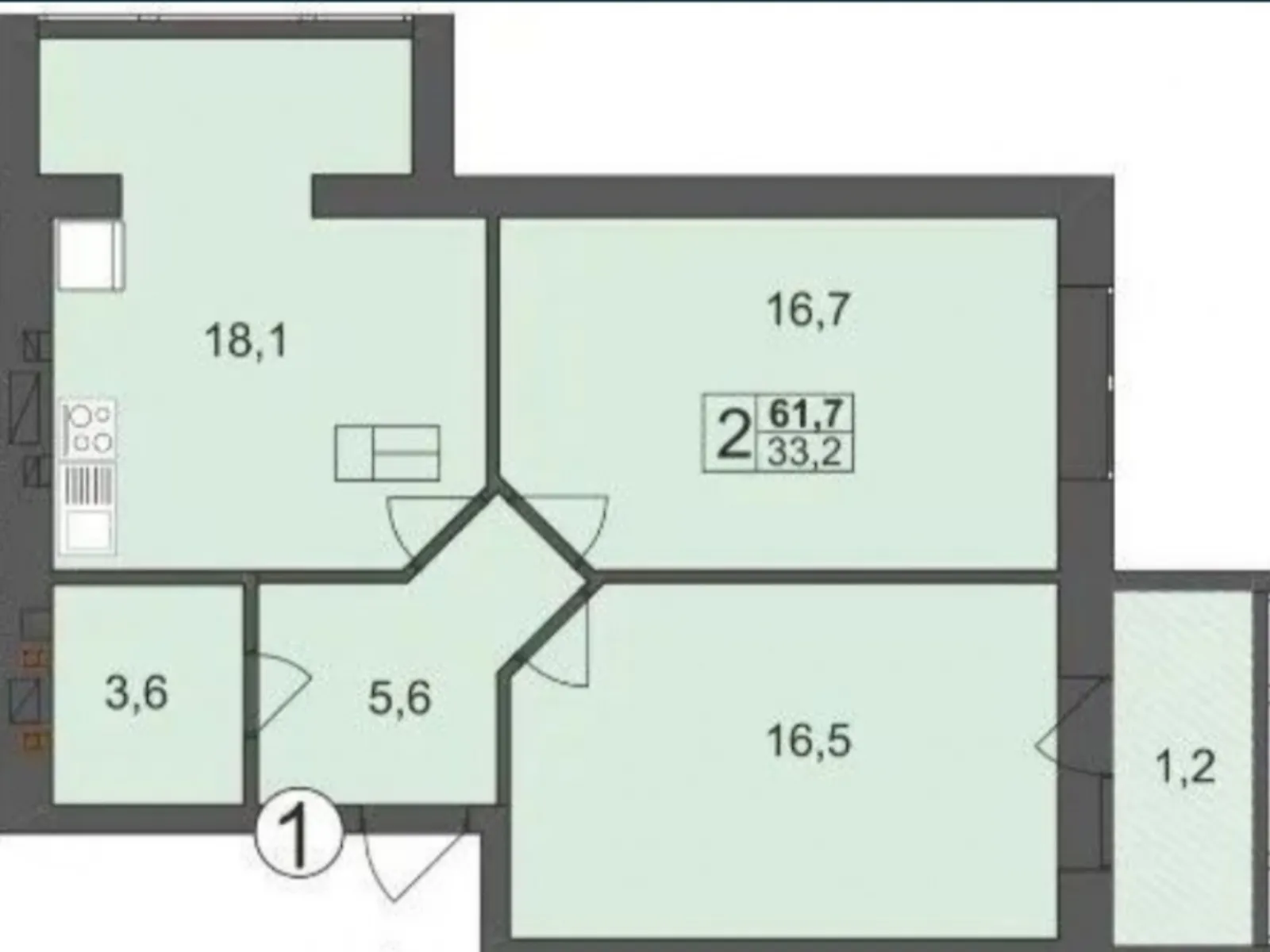 Продается 2-комнатная квартира 62 кв. м в Житомире, ул. Евгения Рыхлика, 15 - фото 1