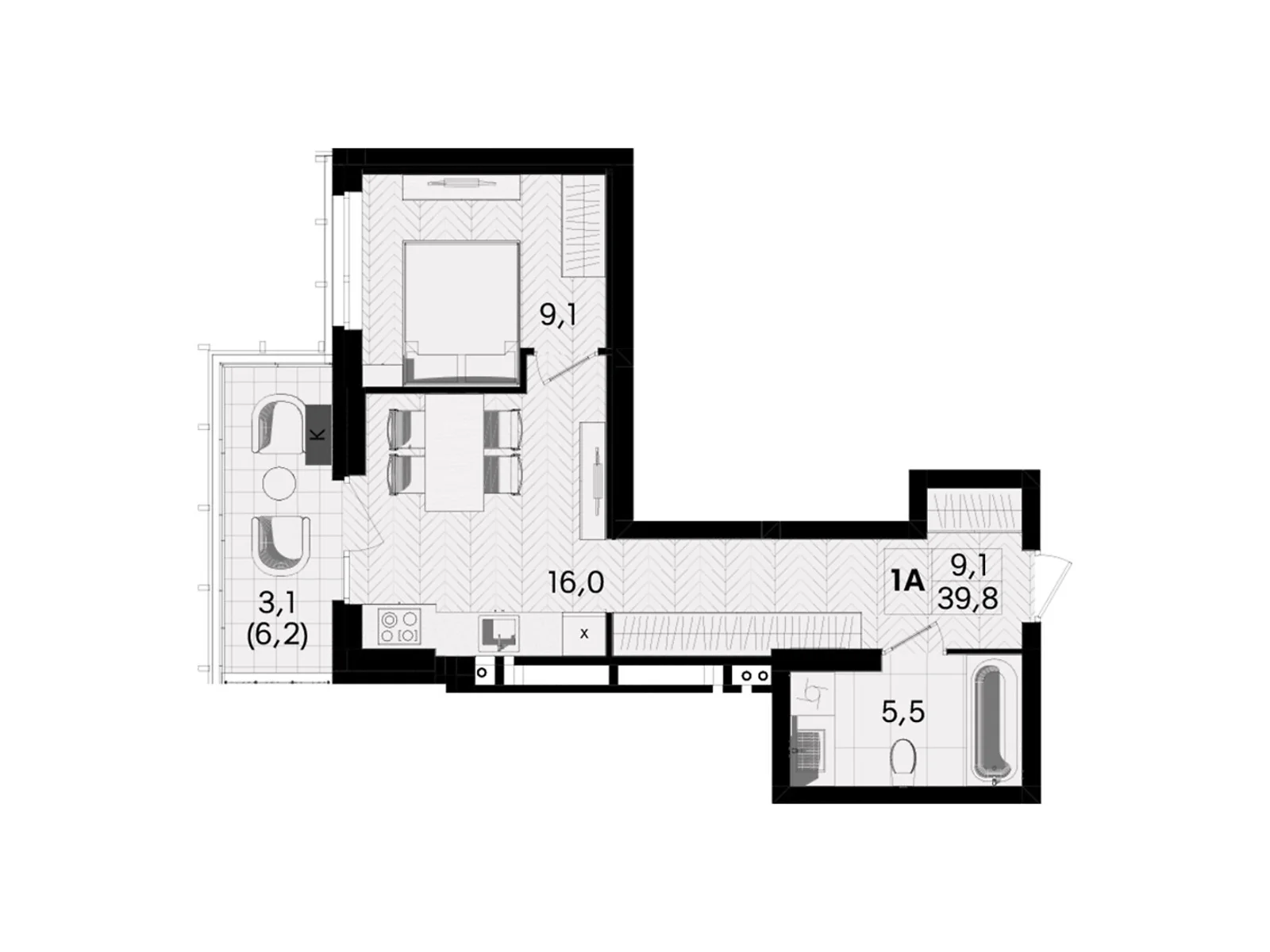 Продается 1-комнатная квартира 39.8 кв. м в Виннице, ул. Келецкая, 1 - фото 1