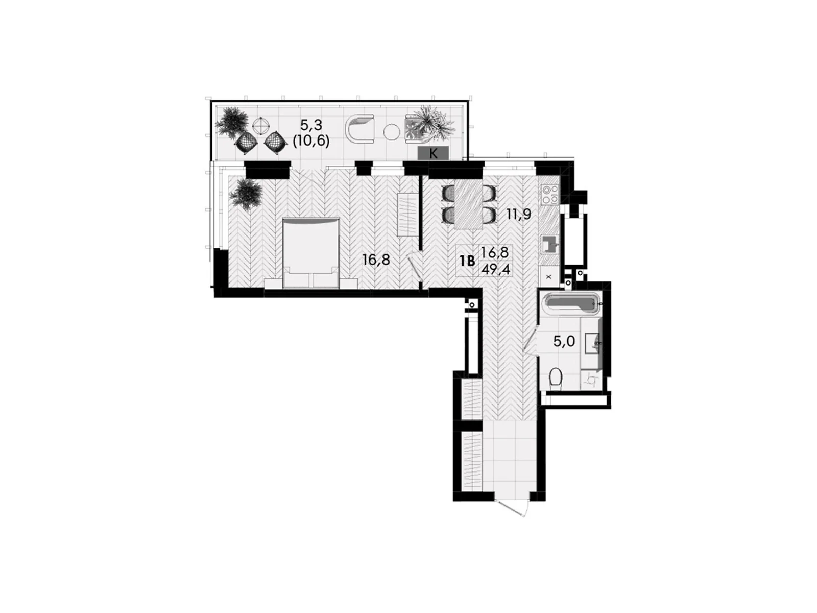 Продается 1-комнатная квартира 49.4 кв. м в Виннице, ул. Келецкая, 1 - фото 1