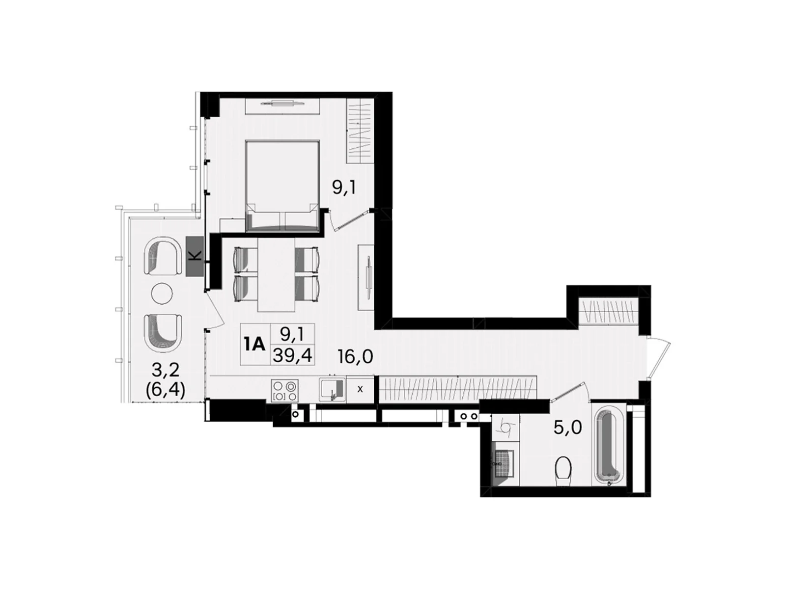 Продается 1-комнатная квартира 39.4 кв. м в Виннице, ул. Келецкая, 1 - фото 1
