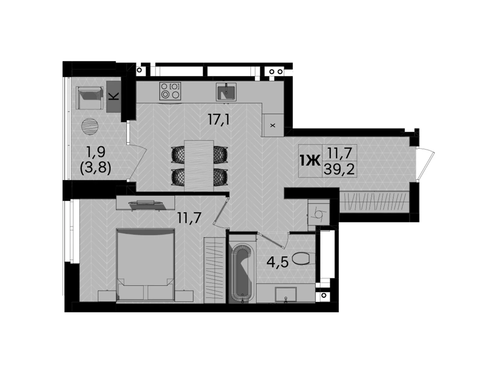 Продається 1-кімнатна квартира 39.2 кв. м у Вінниці, вул. Келецька - фото 1