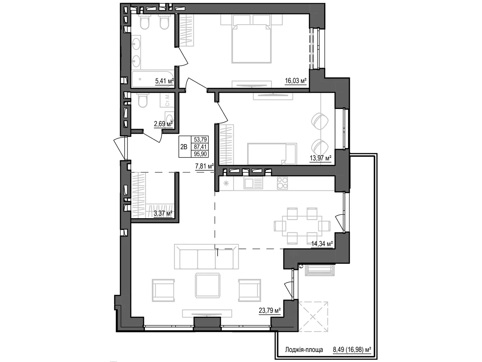 Продается 3-комнатная квартира 95.9 кв. м в Кропивницком, ул. Яновского, 65Г - фото 1