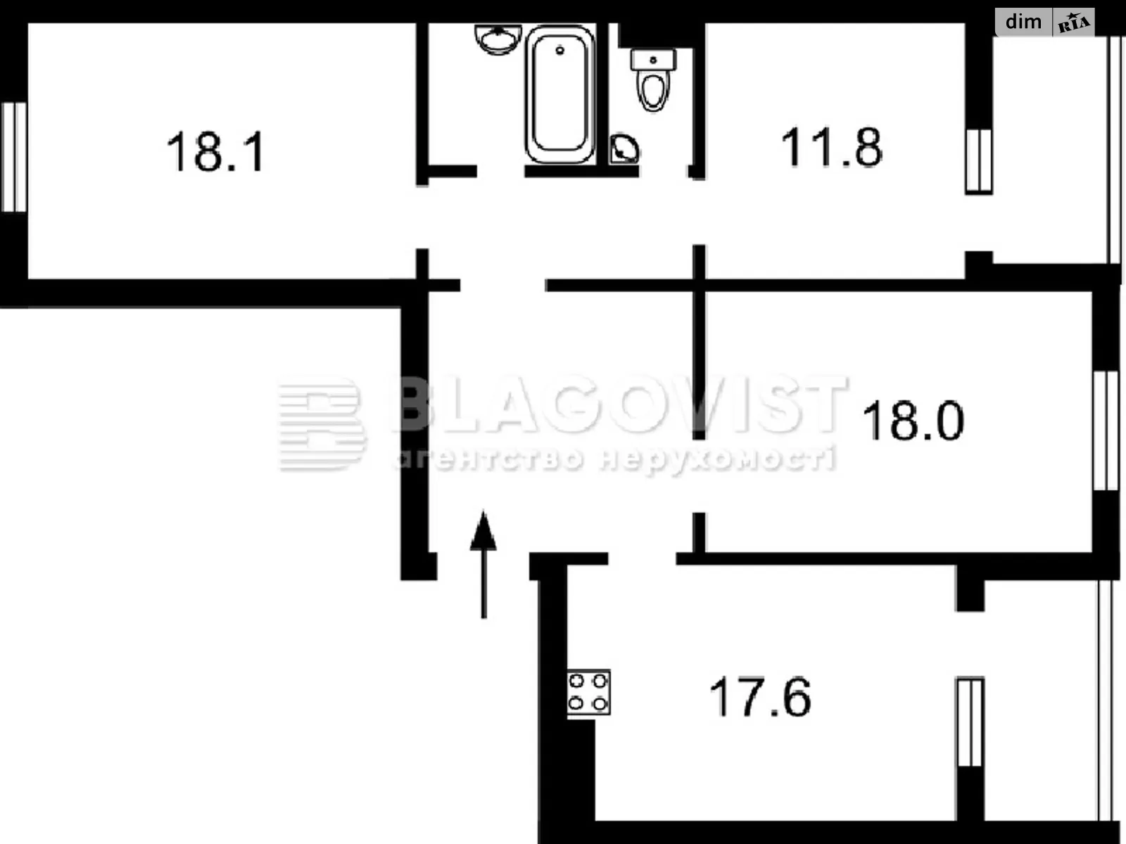 Продается 3-комнатная квартира 96 кв. м в Киеве, просп. Академика Глушкова, 9Є - фото 1