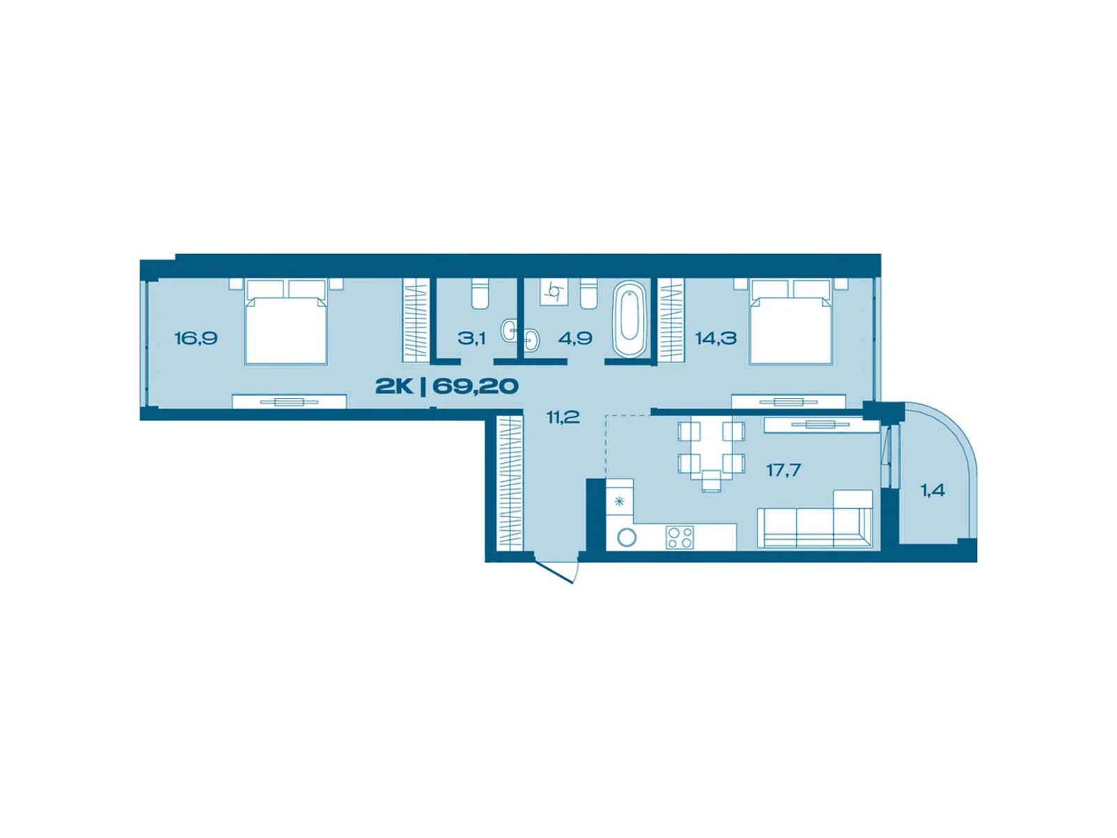 Продается 2-комнатная квартира 63 кв. м в Ивано-Франковске, ул. Коммунальная, 3 - фото 1