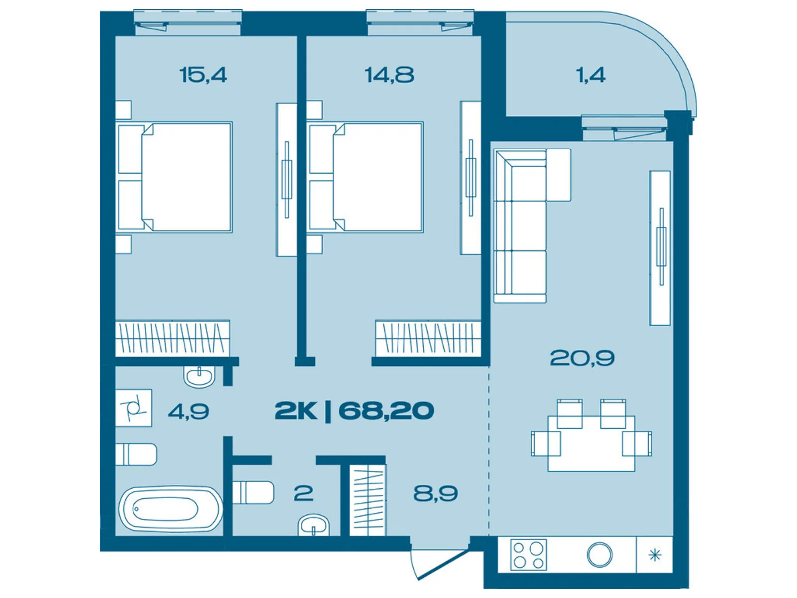 Продается 2-комнатная квартира 68.2 кв. м в Ивано-Франковске, ул. Коммунальная, 3 - фото 1