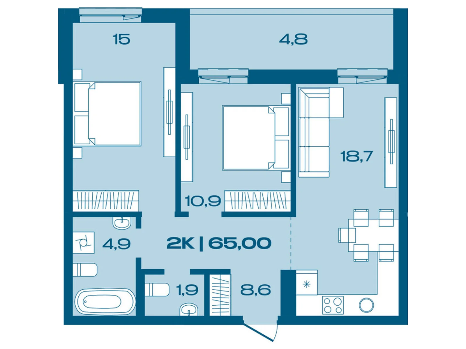 Продается 2-комнатная квартира 65 кв. м в Ивано-Франковске, ул. Коммунальная, 3 - фото 1