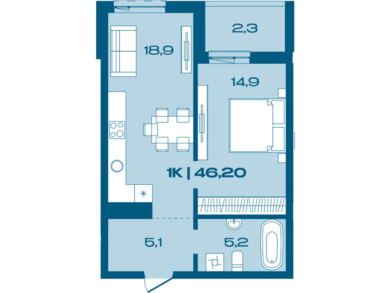 Продается 1-комнатная квартира 46.2 кв. м в Ивано-Франковске, ул. Коммунальная, 3 - фото 1
