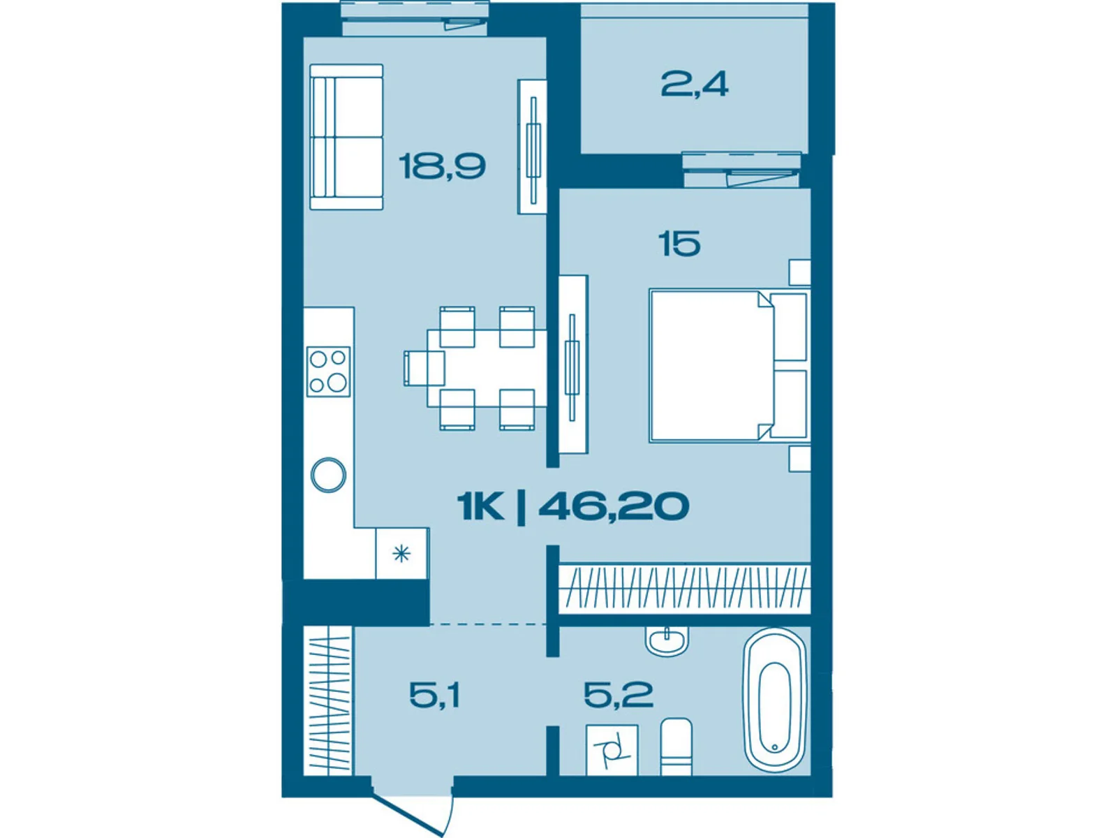 Продается 1-комнатная квартира 46.2 кв. м в Ивано-Франковске, ул. Коммунальная, 3 - фото 1
