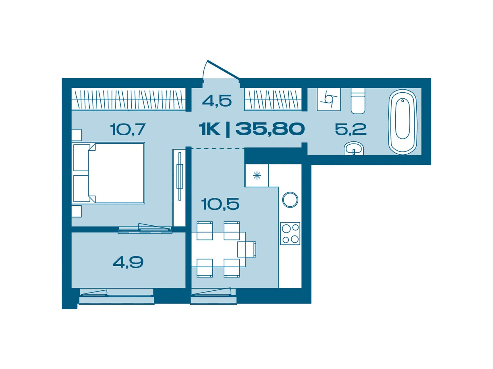 Продается 1-комнатная квартира 35.8 кв. м в Ивано-Франковске, ул. Коммунальная, 3 - фото 1