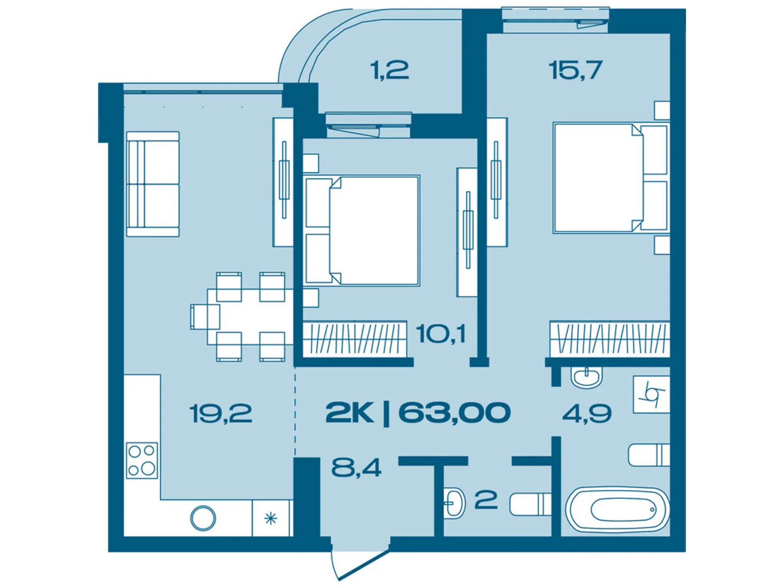 Продается 2-комнатная квартира 56.8 кв. м в Ивано-Франковске, ул. Коммунальная, 3 - фото 1