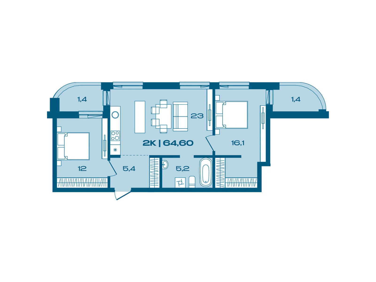 Продается 2-комнатная квартира 64.6 кв. м в Ивано-Франковске, ул. Коммунальная, 3 - фото 1
