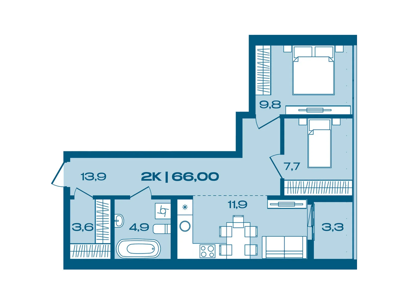 Продается 2-комнатная квартира 66 кв. м в Ивано-Франковске, ул. Коммунальная, 3 - фото 1