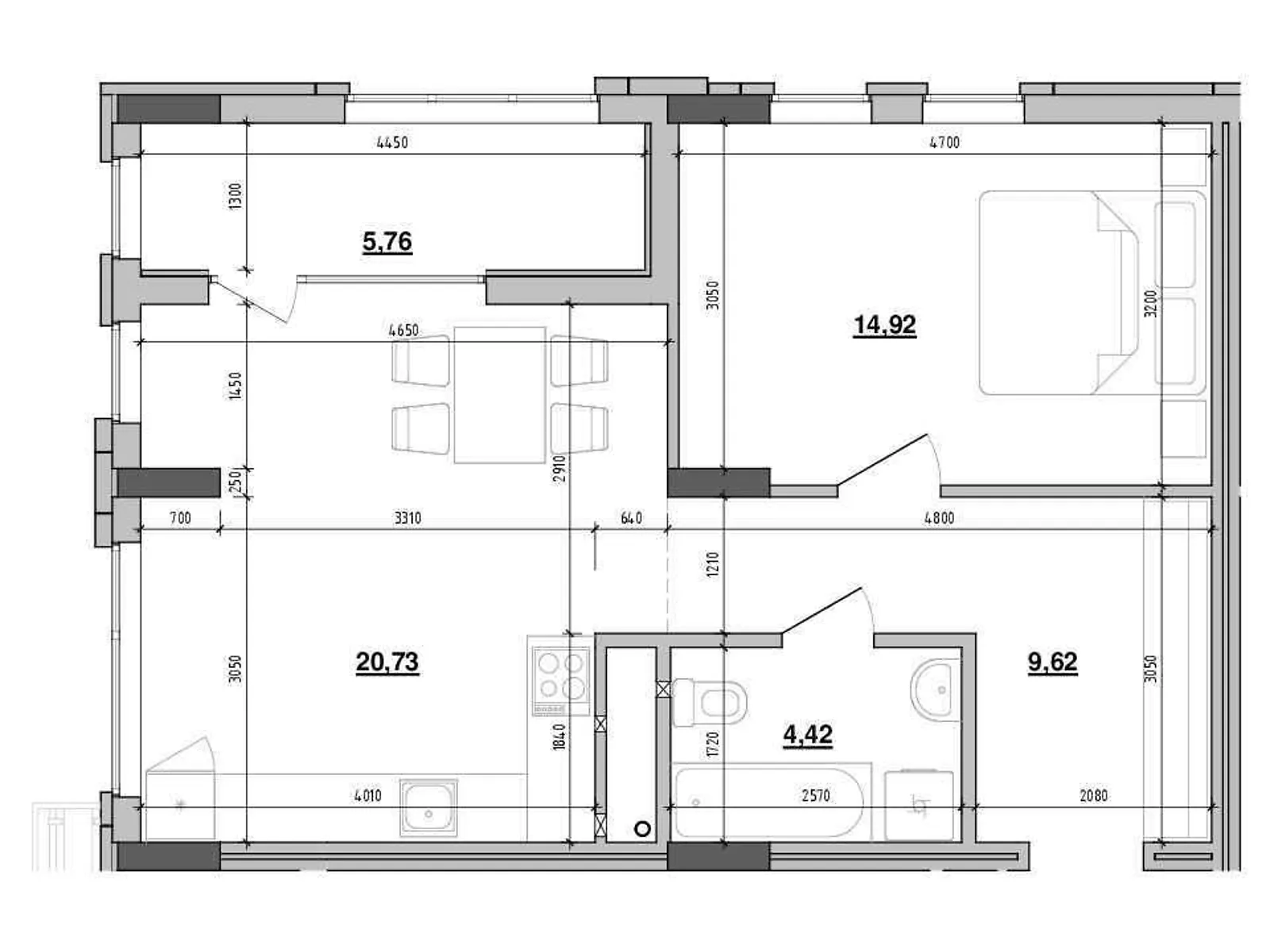 Продается 1-комнатная квартира 55.45 кв. м в Львове, ул. Хмельницкого Богдана, 207 - фото 1