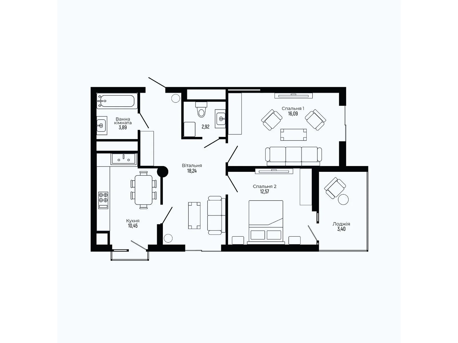 Продается 2-комнатная квартира 67.56 кв. м в Трускавце, цена: 74316 $ - фото 1