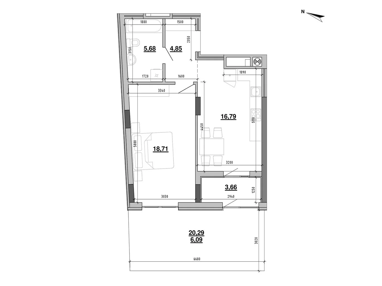 Продается 1-комнатная квартира 55.78 кв. м в Львове, ул. Новознесенская - фото 1