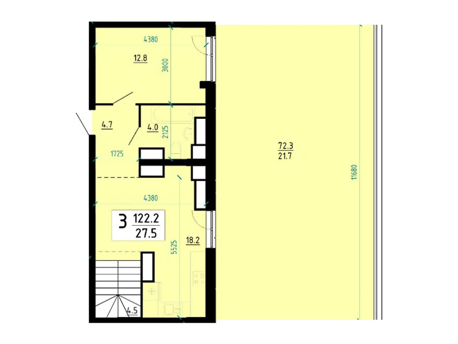 3-комнатная квартира 120.7 кв. м в Тернополе, ул. Глиняная, 10 - фото 1