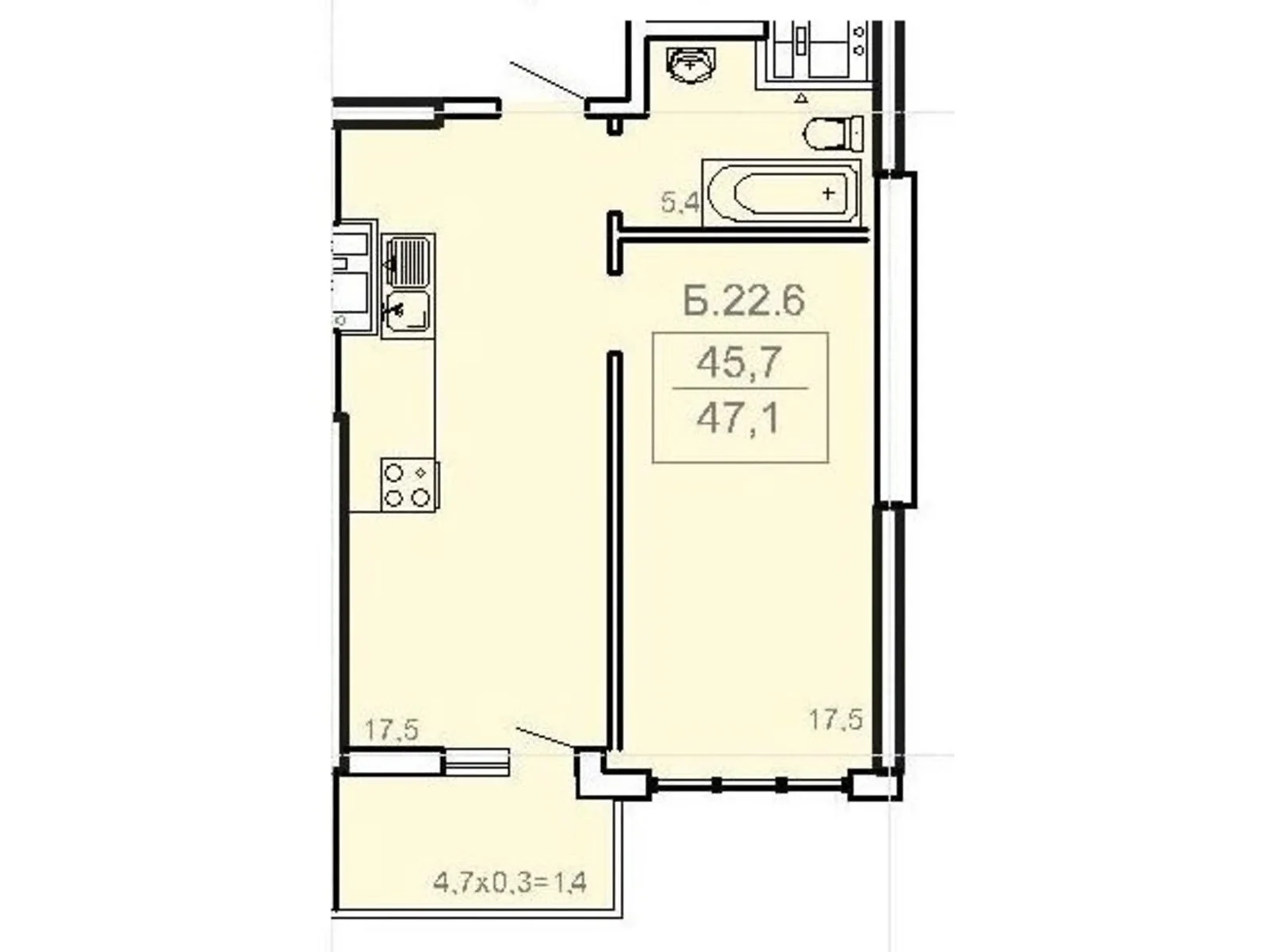 Продається 1-кімнатна квартира 47.1 кв. м у Одесі, Фонтанська дор., 25 - фото 1