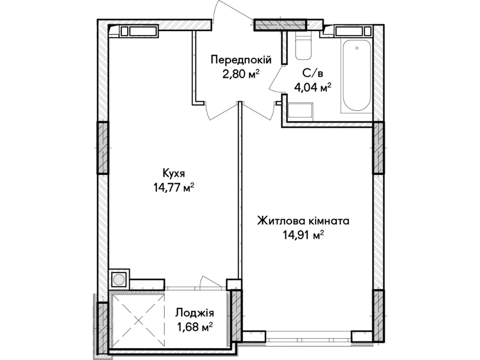 Продається 1-кімнатна квартира 39 кв. м у Ірпені, вул. Ольги Кобилянської(Достоєвського) - фото 1
