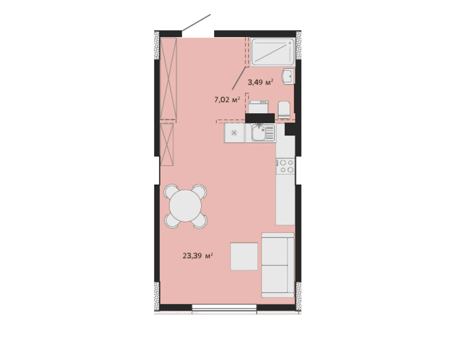 Продается 1-комнатная квартира 33.9 кв. м в Софиевской Борщаговке, ул. Казацкая - фото 1