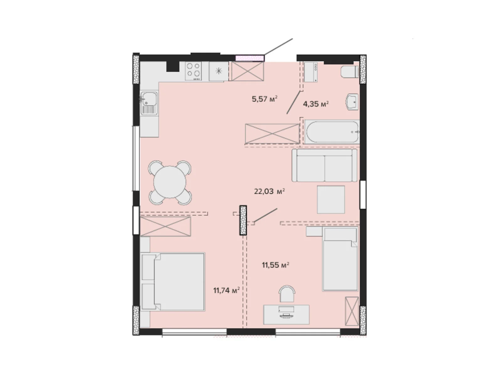 Продается 2-комнатная квартира 55.24 кв. м в Софиевской Борщаговке, ул. Казацкая - фото 1