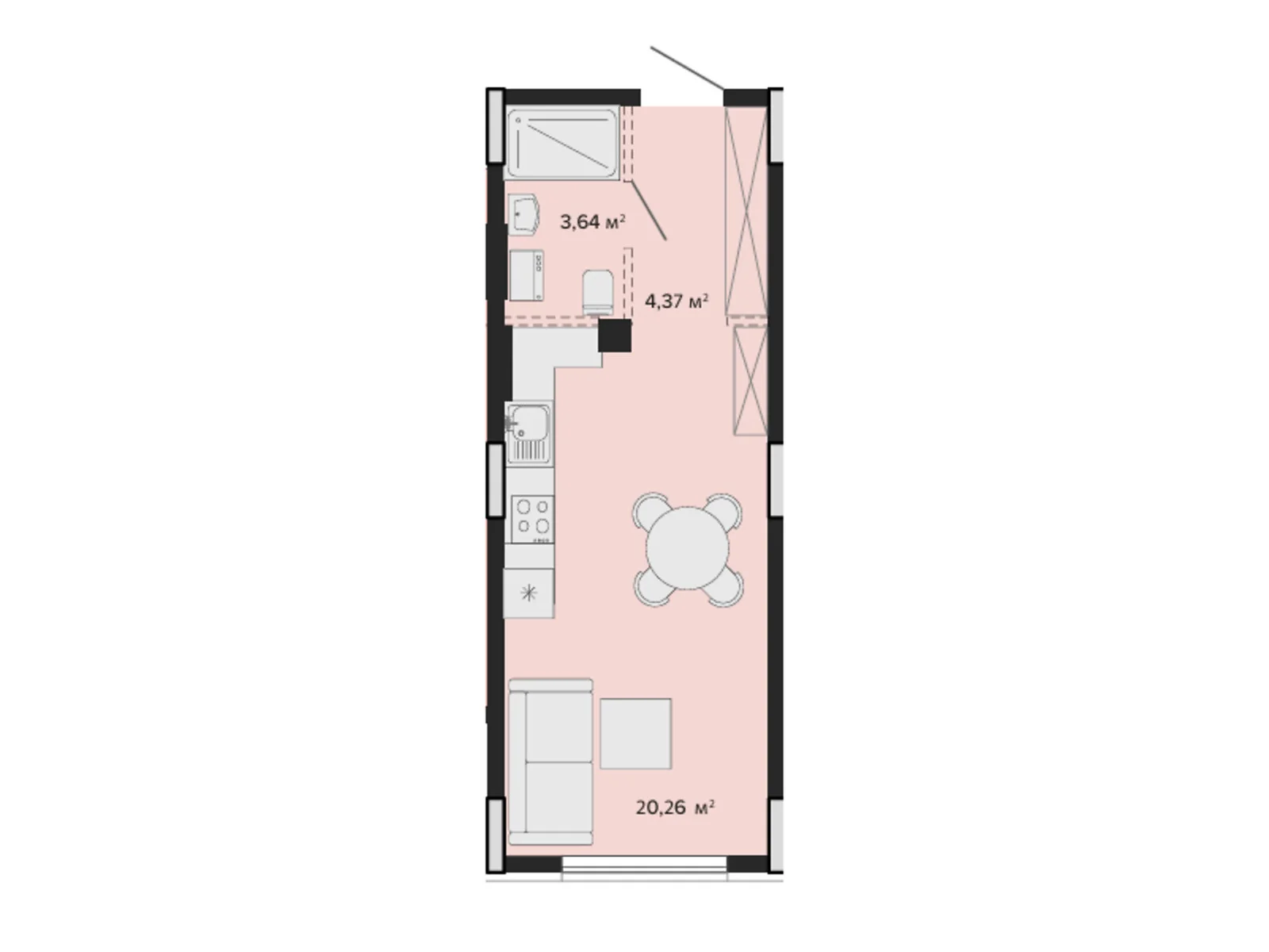 Продается 1-комнатная квартира 28.27 кв. м в Софиевской Борщаговке, ул. Казацкая - фото 1