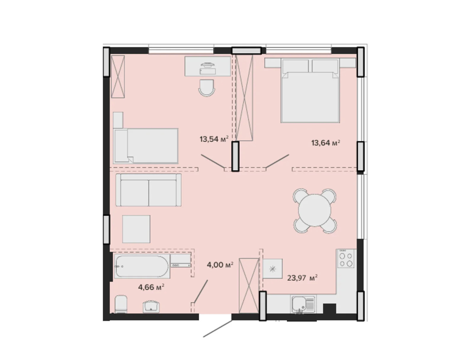 Продается 2-комнатная квартира 59.83 кв. м в Софиевской Борщаговке, ул. Казацкая - фото 1