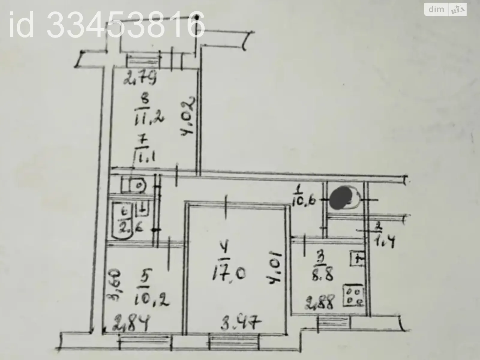Продается 3-комнатная квартира 65.3 кв. м в Днепре, мас. Сокол-1, 1 корпус 1 - фото 1