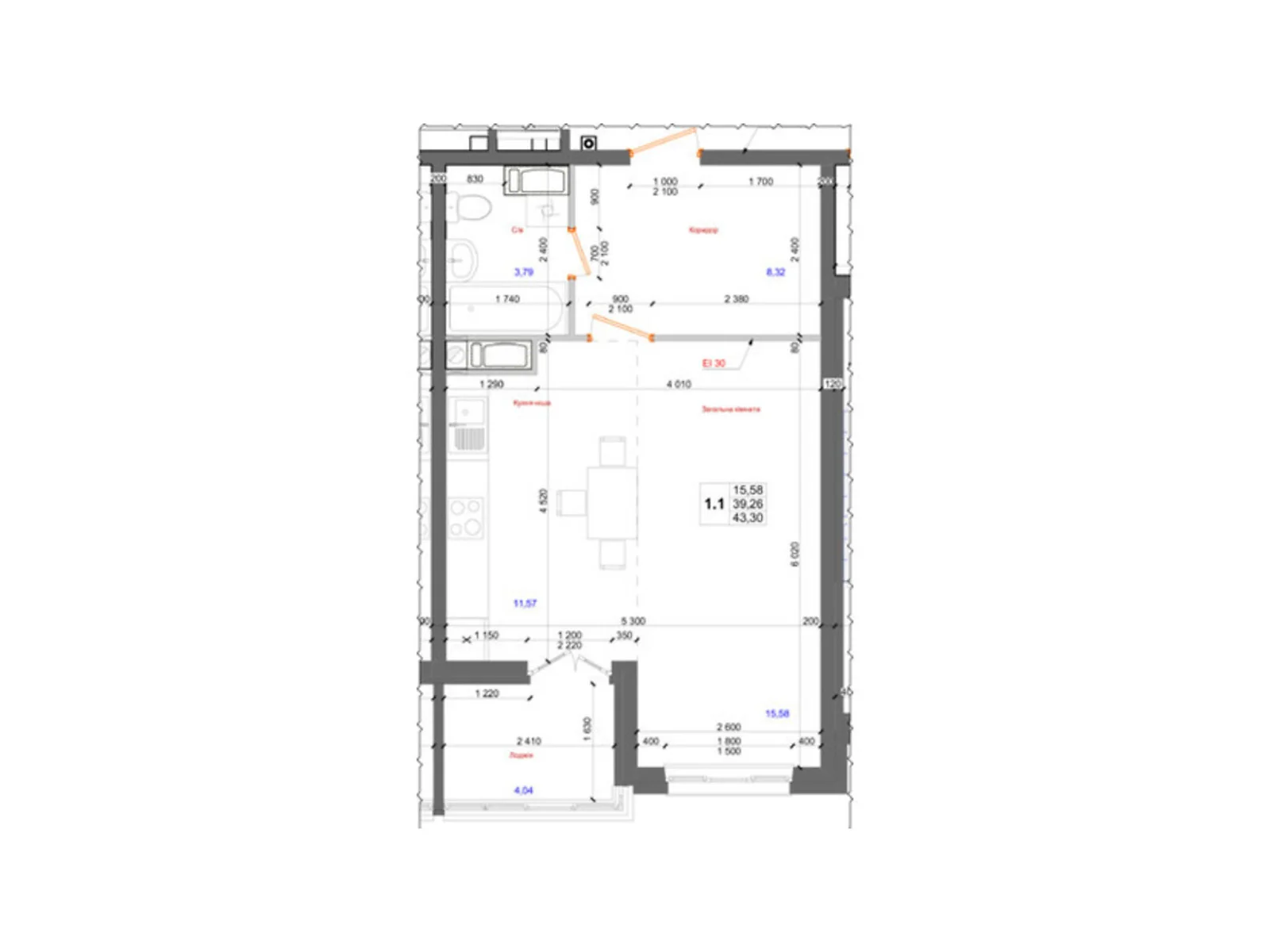 Продается 1-комнатная квартира 43.3 кв. м в, цена: 39223 $ - фото 1