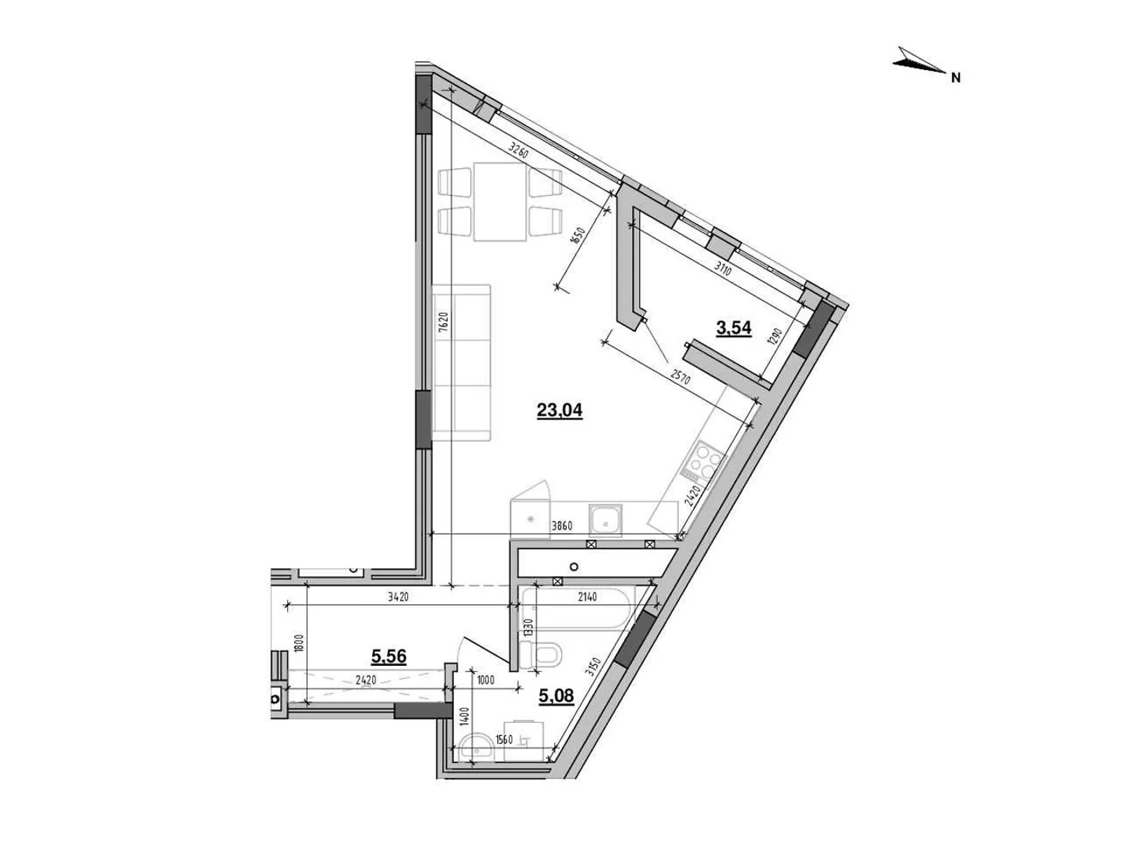 Продается 1-комнатная квартира 37.22 кв. м в Львове, ул. Новознесенская - фото 1