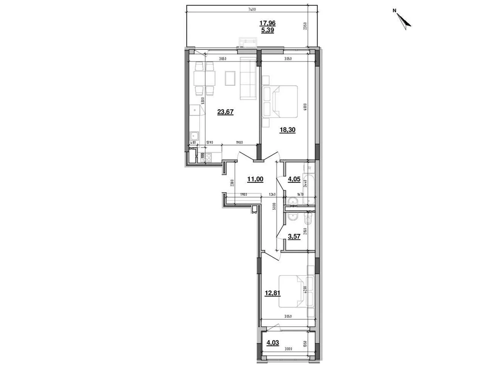 Продается 2-комнатная квартира 82.9 кв. м в Львове, ул. Новознесенская - фото 1