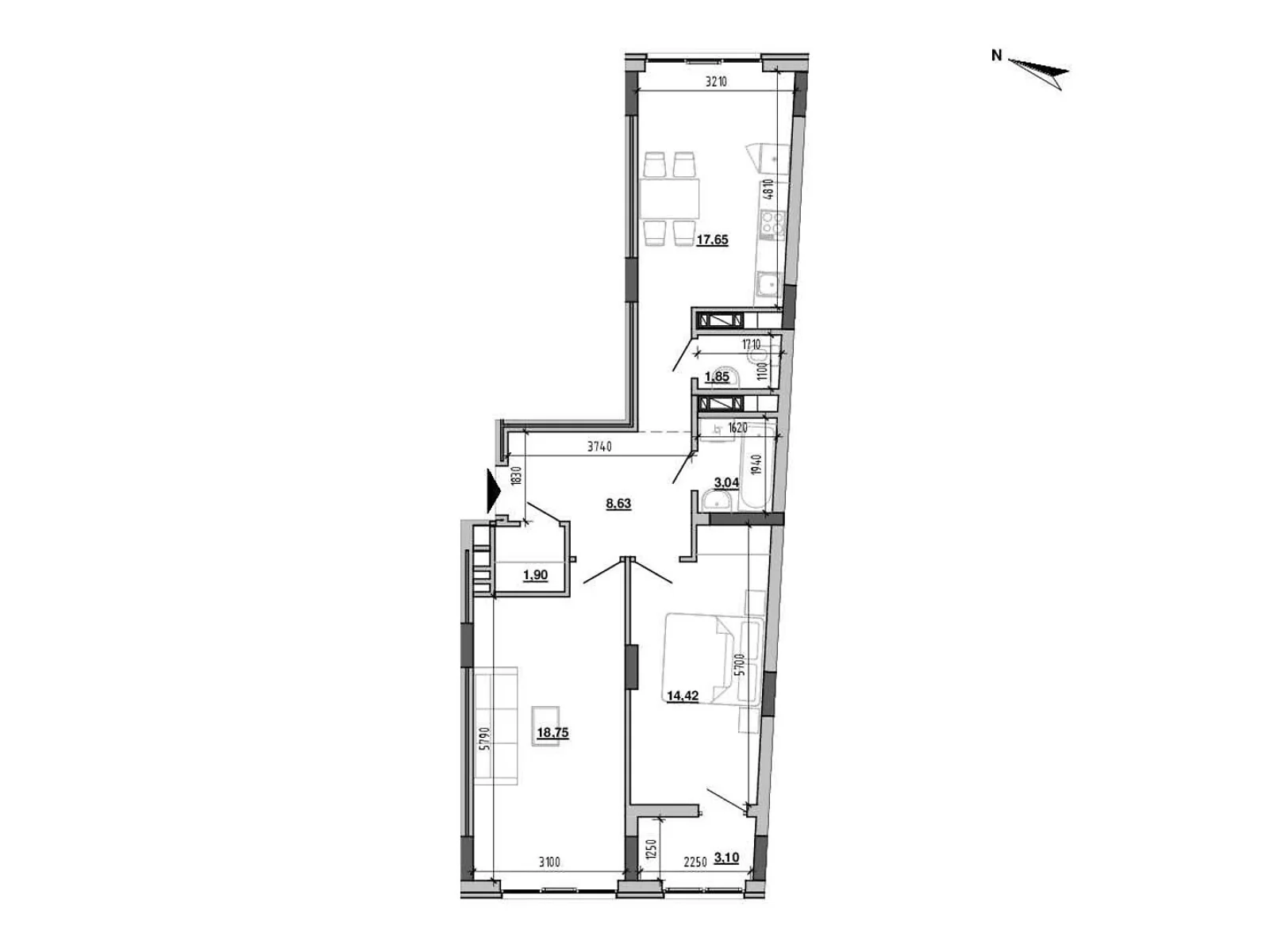 Продается 2-комнатная квартира 69.34 кв. м в Львове, ул. Новознесенская - фото 1