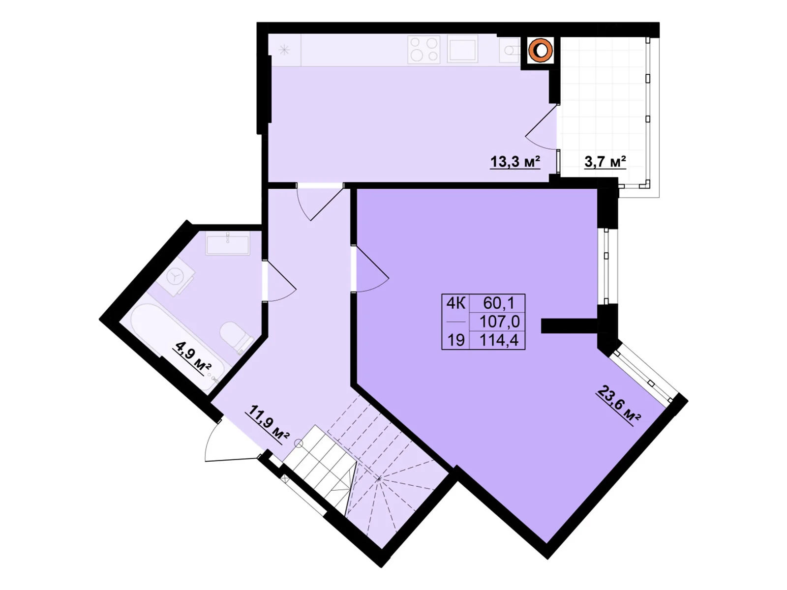 Продается 2-комнатная квартира 114.4 кв. м в Ивано-Франковске, цена: 70000 $ - фото 1