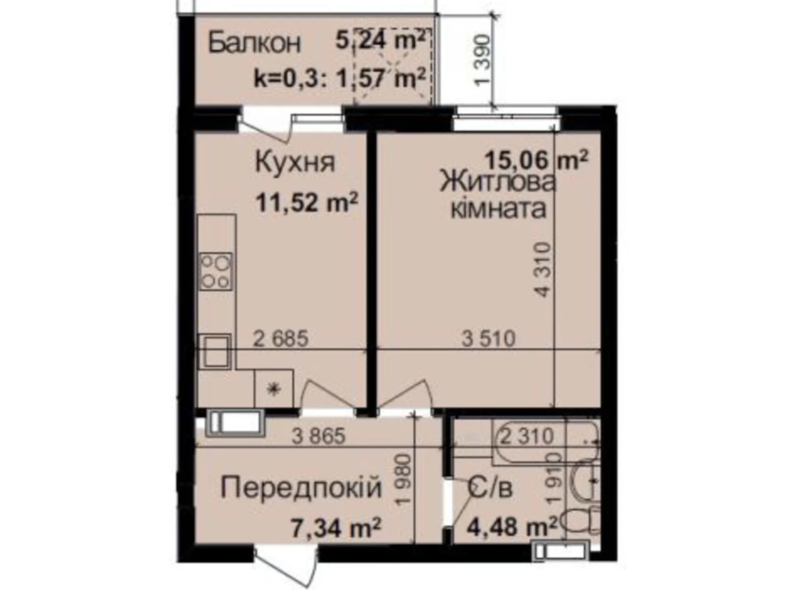 Продается 1-комнатная квартира 39.97 кв. м в Киеве, ул. Академика Заболотного, 148 - фото 1
