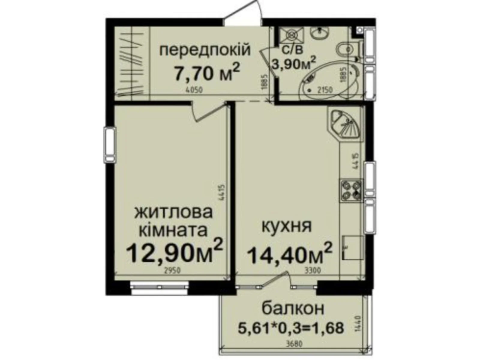 Продается 1-комнатная квартира 40.58 кв. м в Киеве, ул. Метрологическая, 42 - фото 1