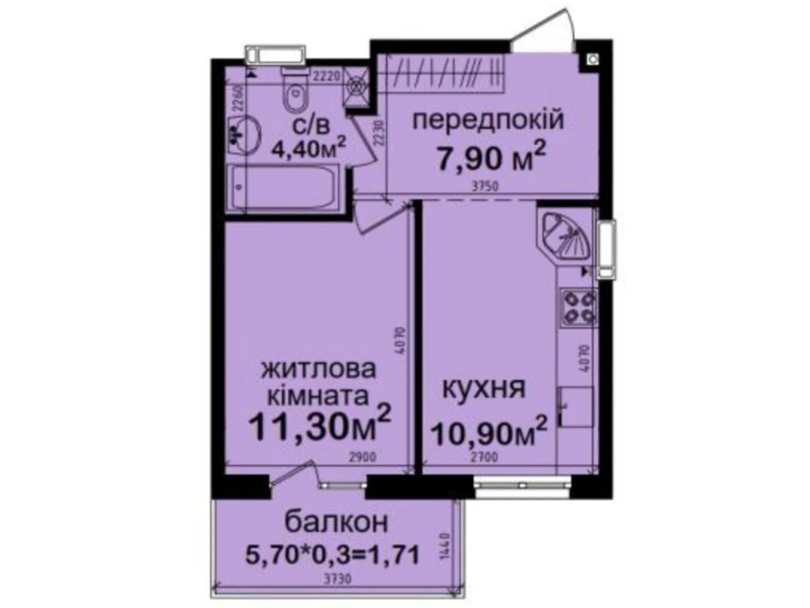Продається 1-кімнатна квартира 36.21 кв. м у Києві, вул. Метрологічна, 42 - фото 1