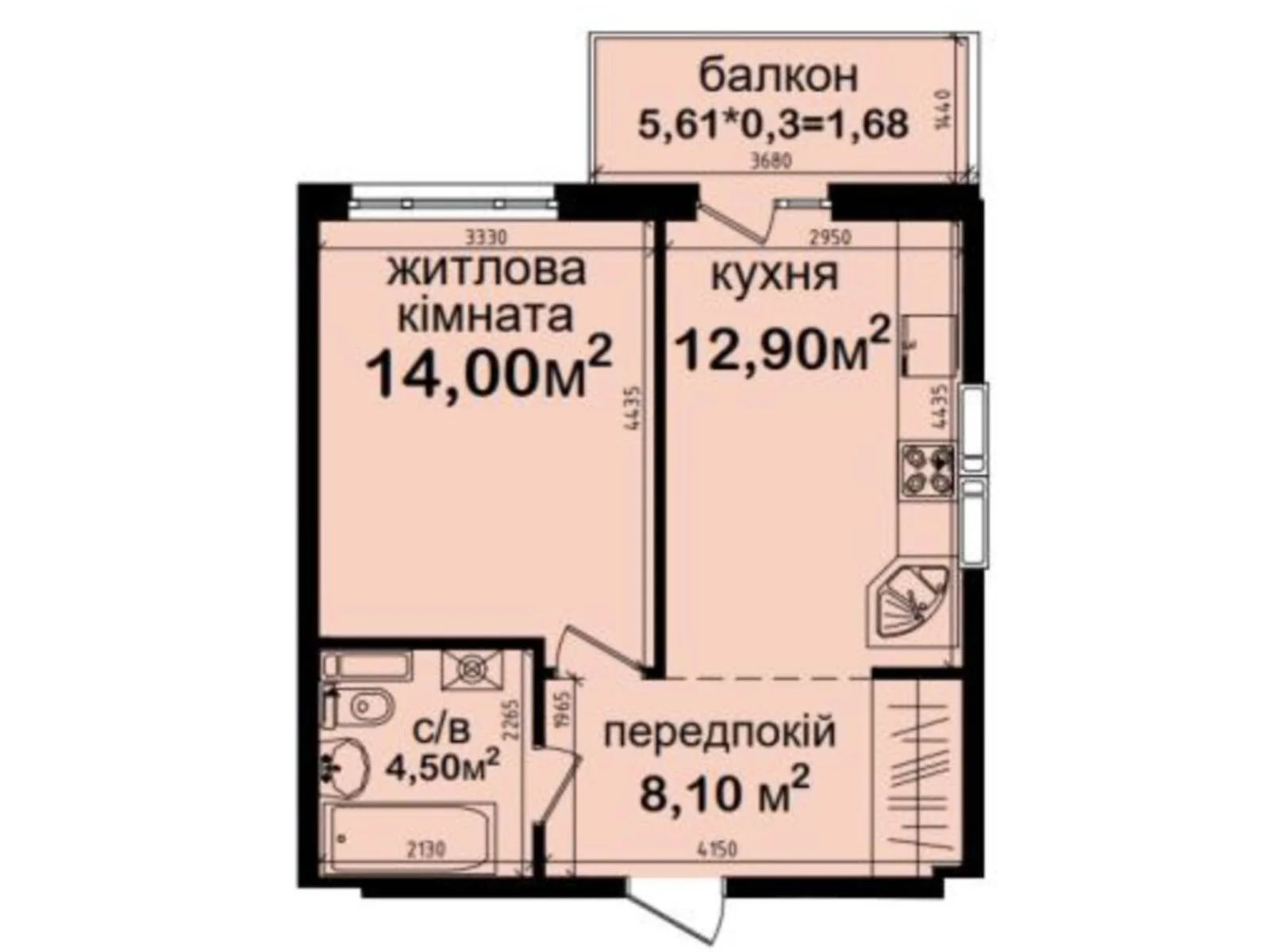 Продається 1-кімнатна квартира 41.18 кв. м у Києві, вул. Метрологічна, 42 - фото 1