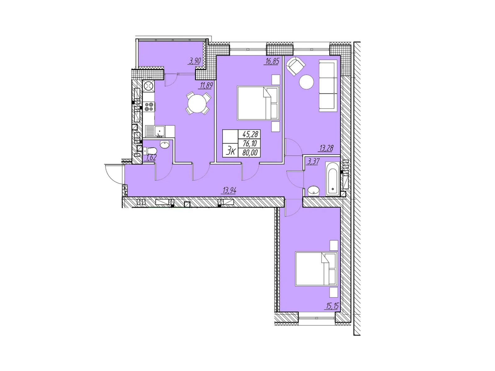 3-комнатная квартира 81.3 кв. м в Тернополе, цена: 46341 $ - фото 1