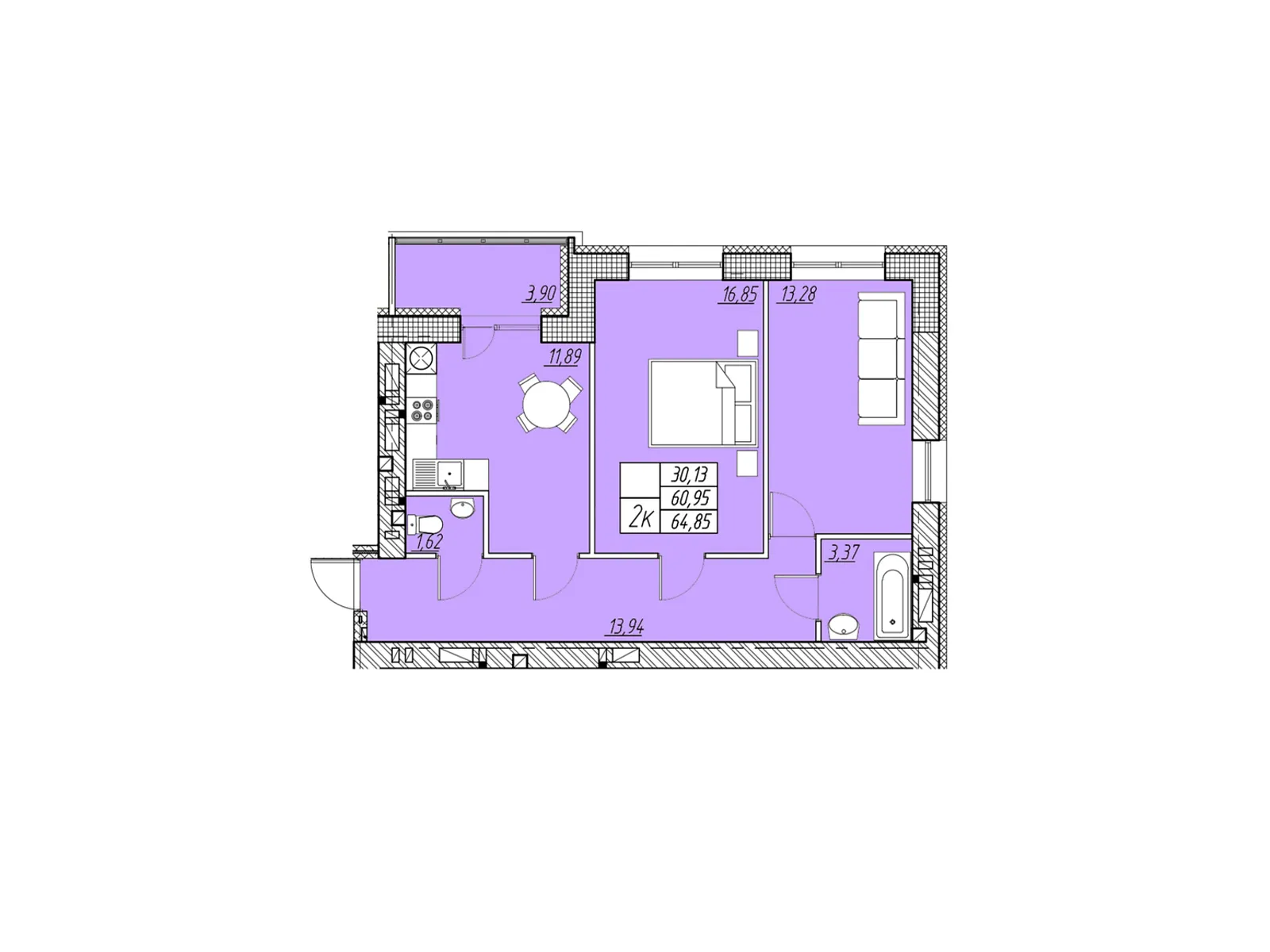 2-комнатная квартира 65.98 кв. м в Тернополе, цена: 37609 $ - фото 1