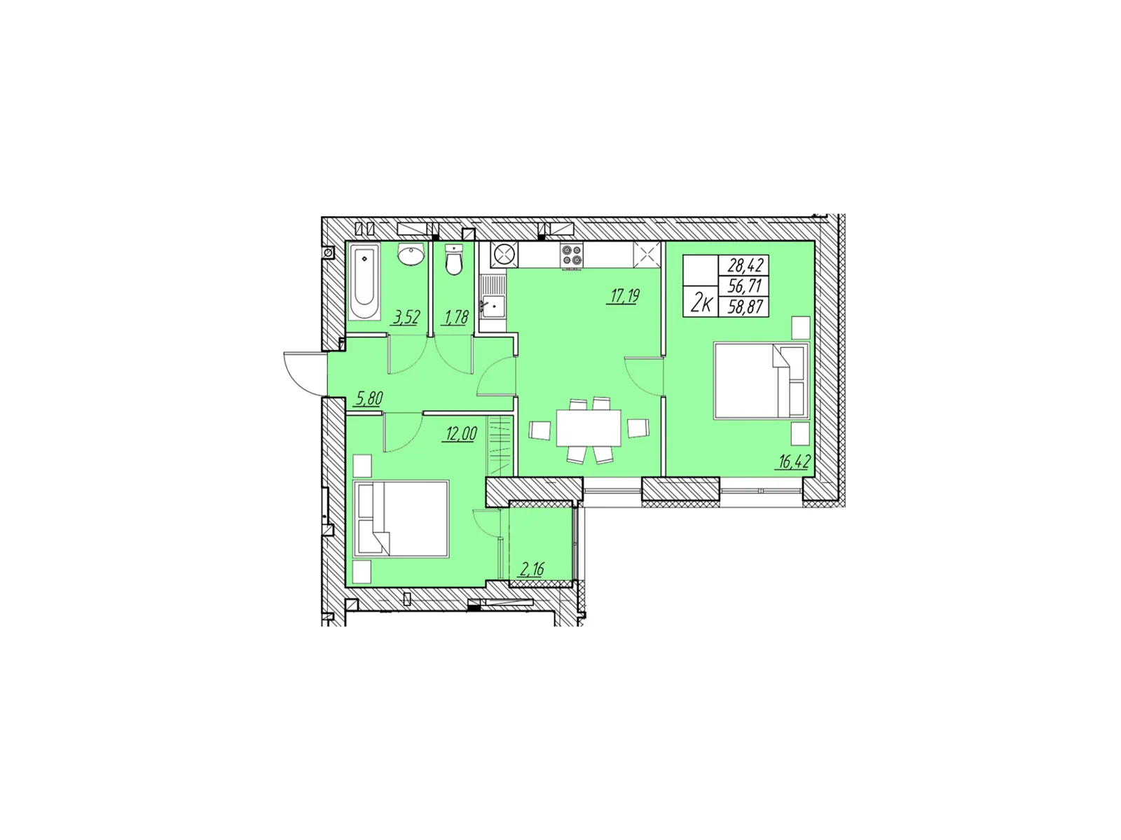 2-комнатная квартира 60.03 кв. м в Тернополе, цена: 34217 $ - фото 1