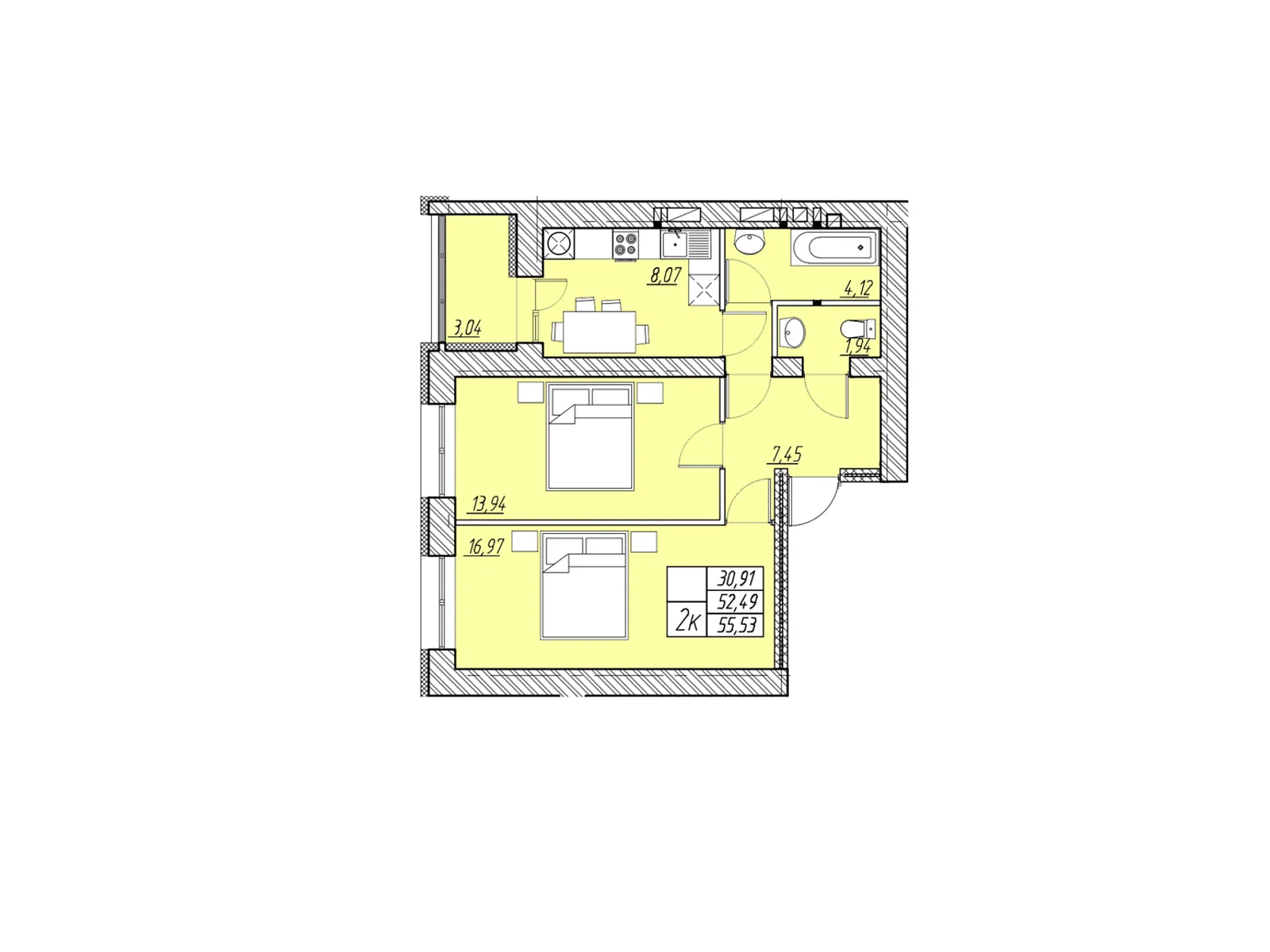 2-комнатная квартира 56.52 кв. м в Тернополе, цена: 32216 $ - фото 1