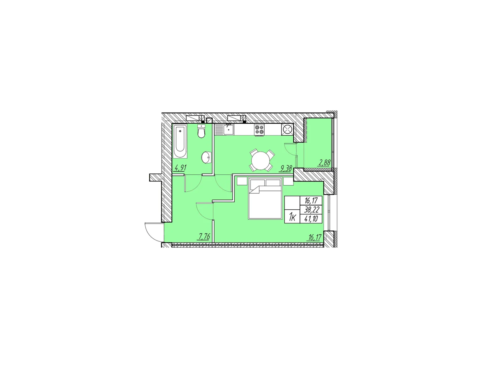 1-комнатная квартира 42.1 кв. м в Тернополе, цена: 23997 $ - фото 1