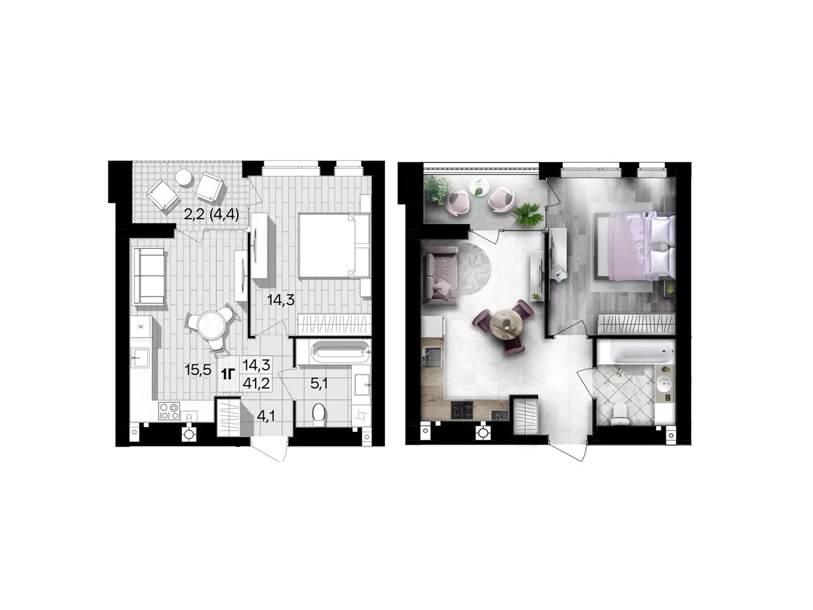Продается 1-комнатная квартира 41.2 кв. м в Виннице, цена: 41612 $ - фото 1