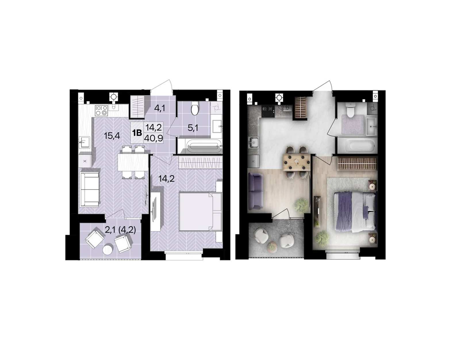 Продается 1-комнатная квартира 40.9 кв. м в Виннице, цена: 41309 $ - фото 1