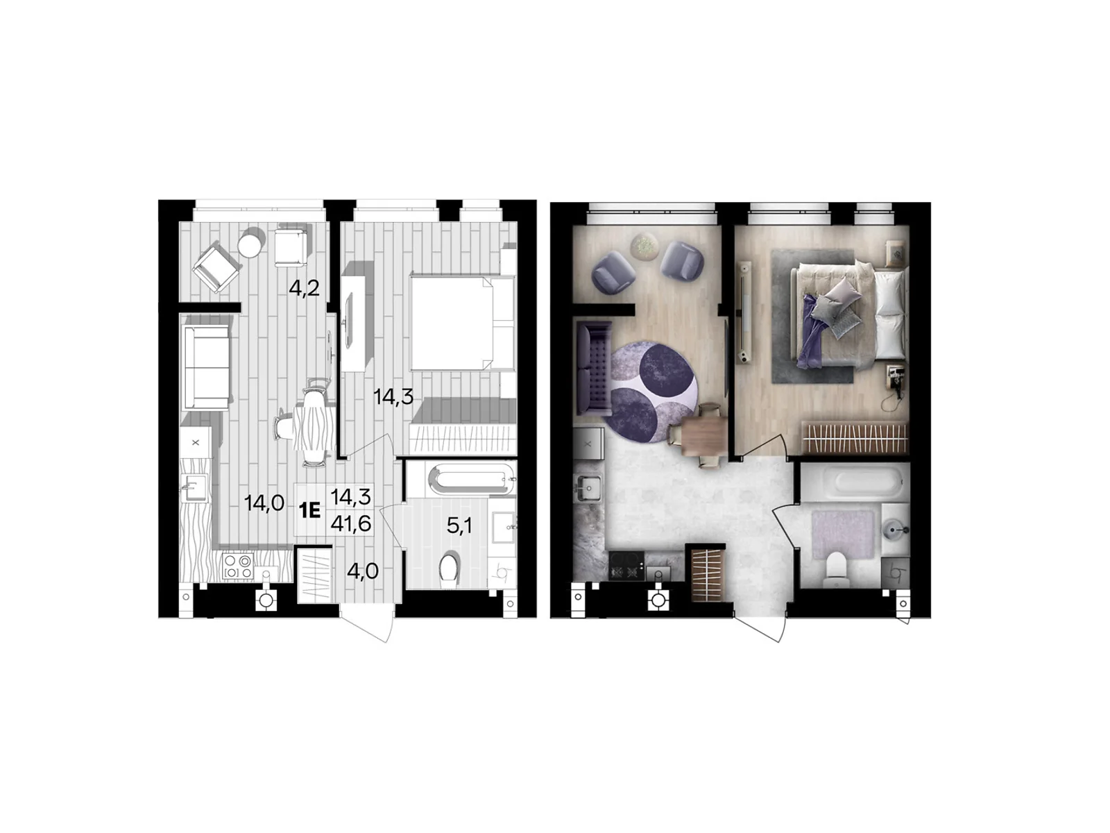 Продается 1-комнатная квартира 41.6 кв. м в Виннице, цена: 40352 $ - фото 1