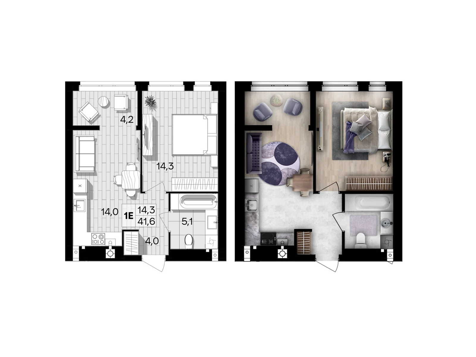 Продается 1-комнатная квартира 41.6 кв. м в Виннице, цена: 42016 $ - фото 1