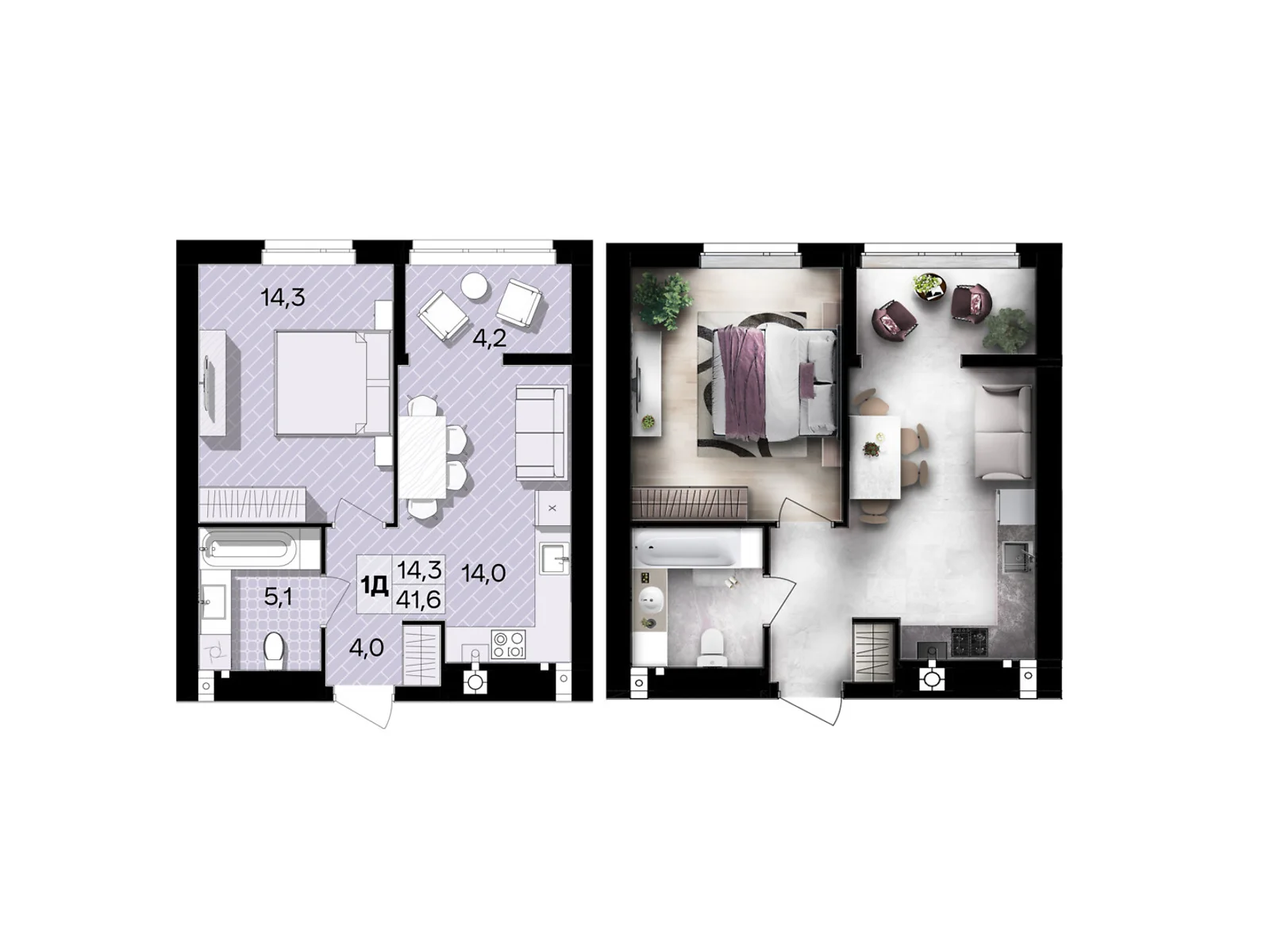 Продается 1-комнатная квартира 41.6 кв. м в Виннице, цена: 42016 $ - фото 1