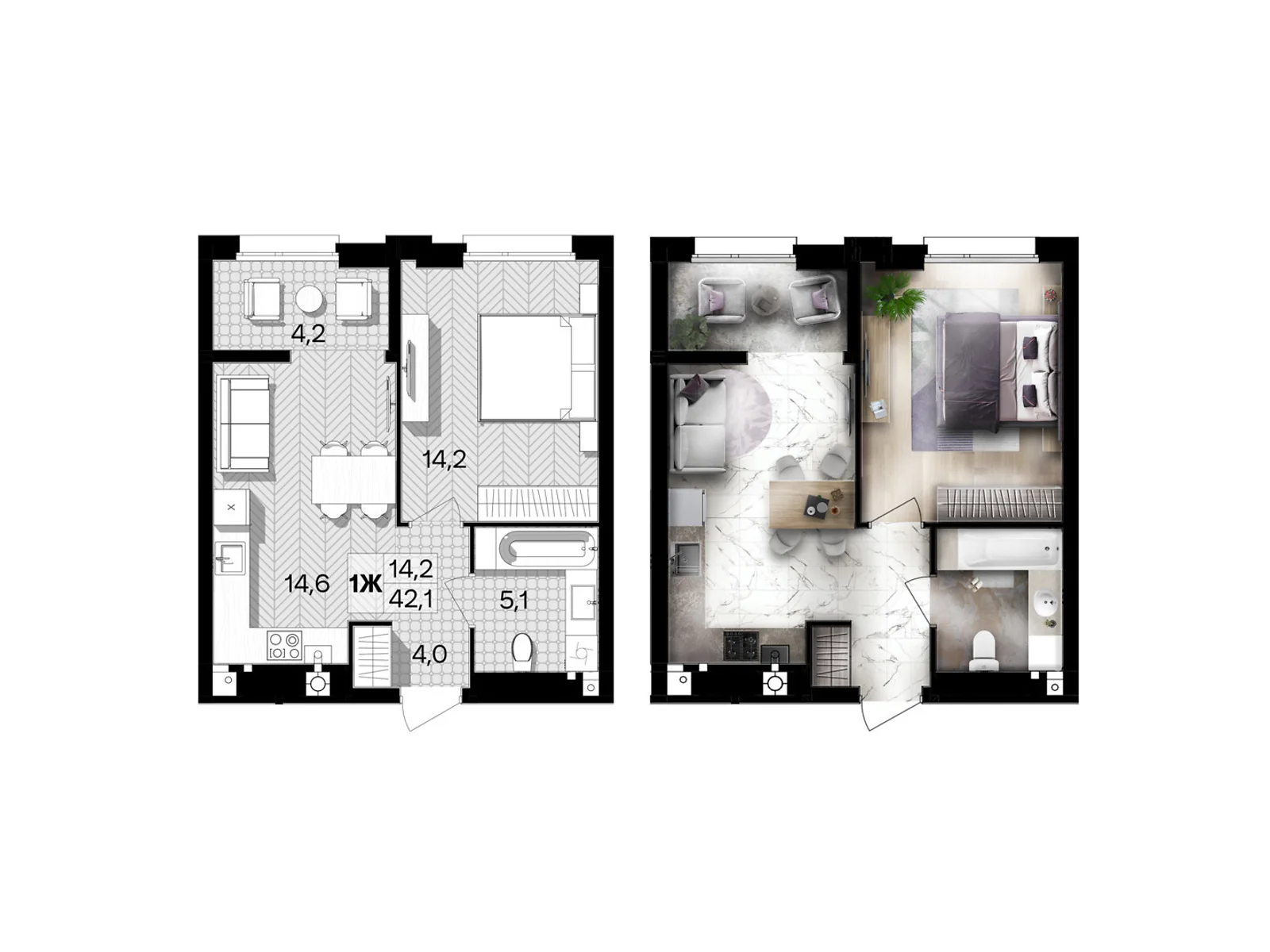 Продается 1-комнатная квартира 42.1 кв. м в Виннице, цена: 41258 $ - фото 1