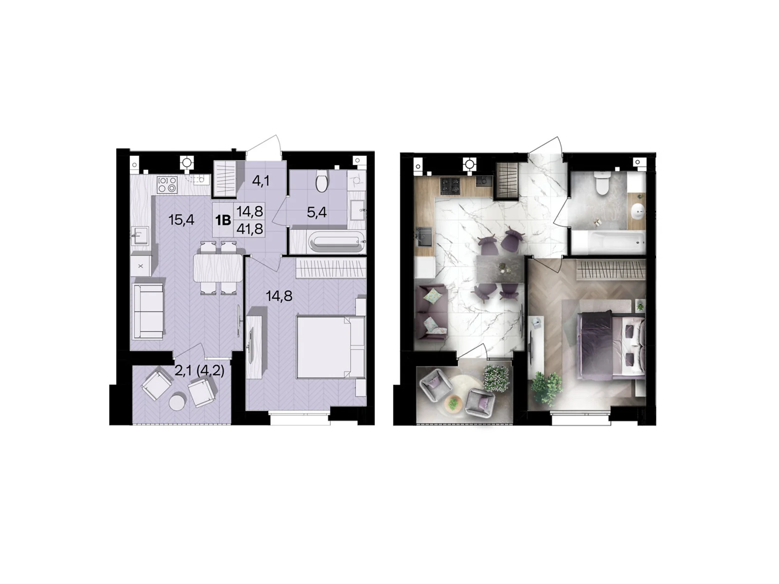 Продается 1-комнатная квартира 41.8 кв. м в Виннице, цена: 40964 $ - фото 1