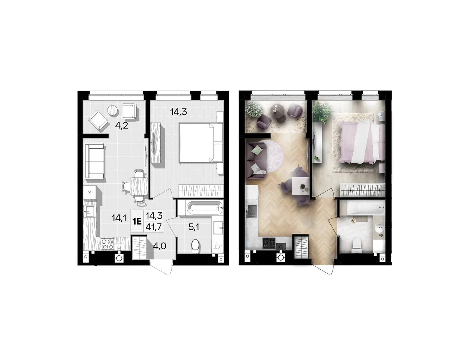Продается 1-комнатная квартира 41.7 кв. м в Виннице, цена: 40032 $ - фото 1
