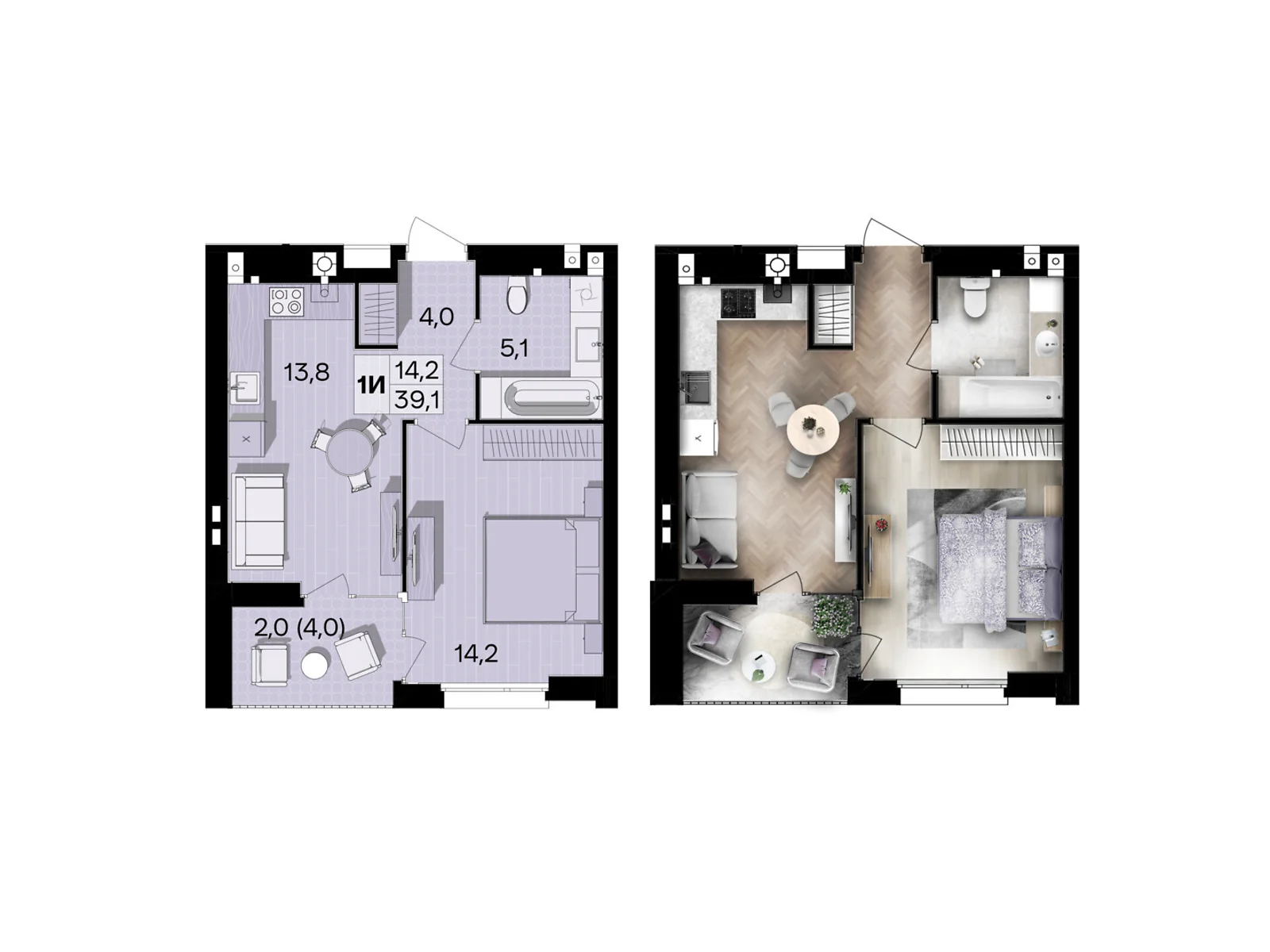 Продается 1-комнатная квартира 39.1 кв. м в Виннице, цена: 37536 $ - фото 1